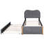 Lit simple gris avec plateforme rembourrée et lit gigogne portatif, sans sommier, pratique pour les invités-627436581-627436580
