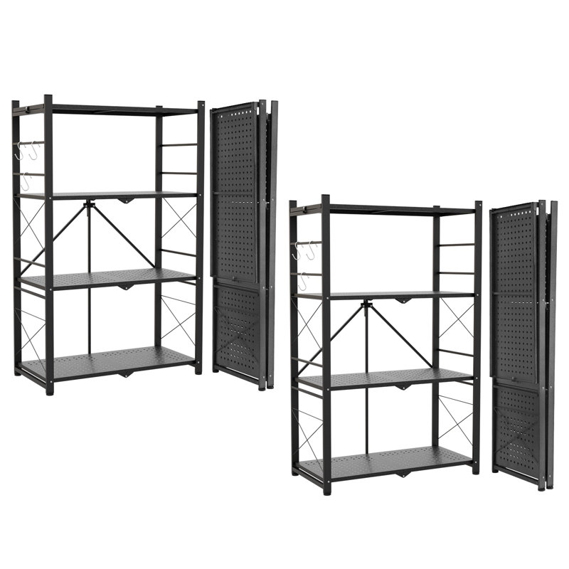 Tablette de serre pliable, étagère de rangement robuste en fil d'acier, Noir