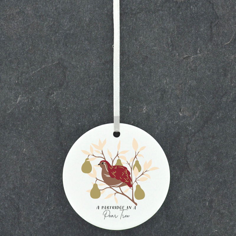 Sanson Partridge In A Pear Tree Circle Shaped Ceramic Ornament