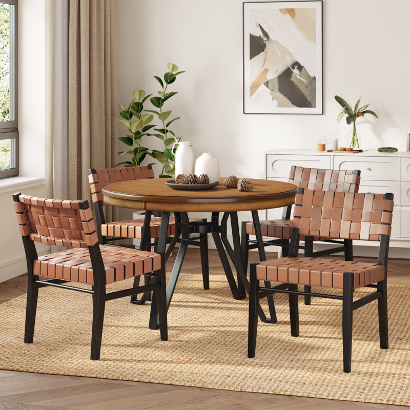 Vannest 5-Piece Wood & Rope Dining Set, Brown, Light Brown