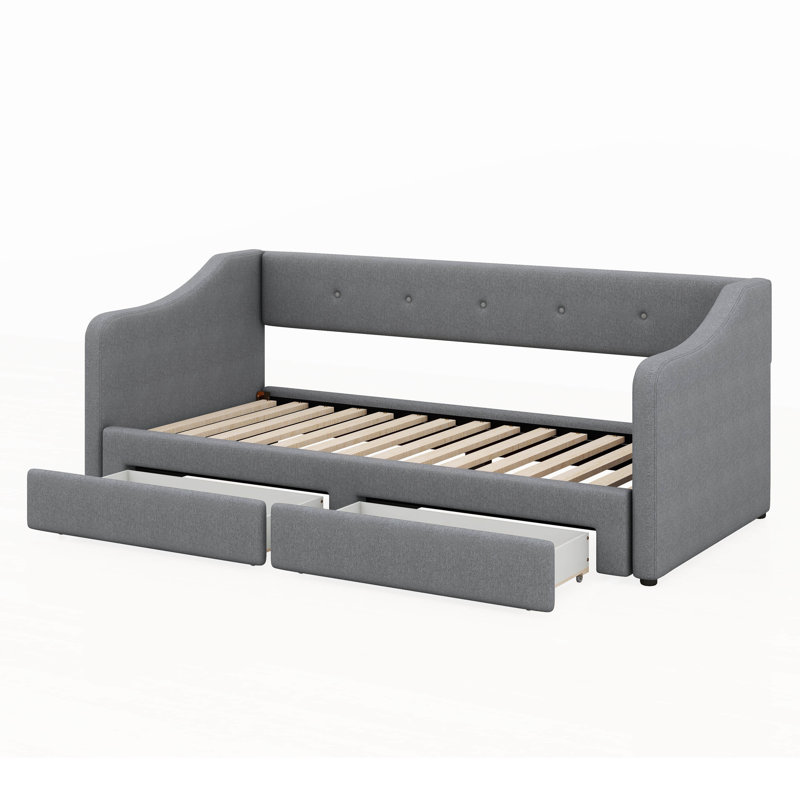 Lit de jour avec tiroirs, lit de jour extensible simple à très grand avec 2 tiroirs de rangement pour la chambre à coucher