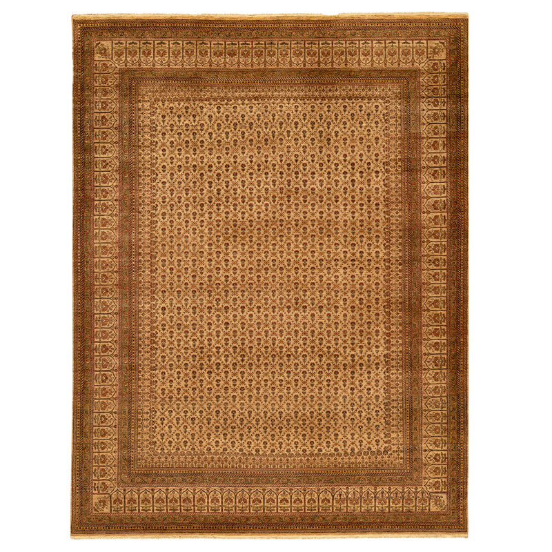 Hand Knotted Wool Area Rug in Beige