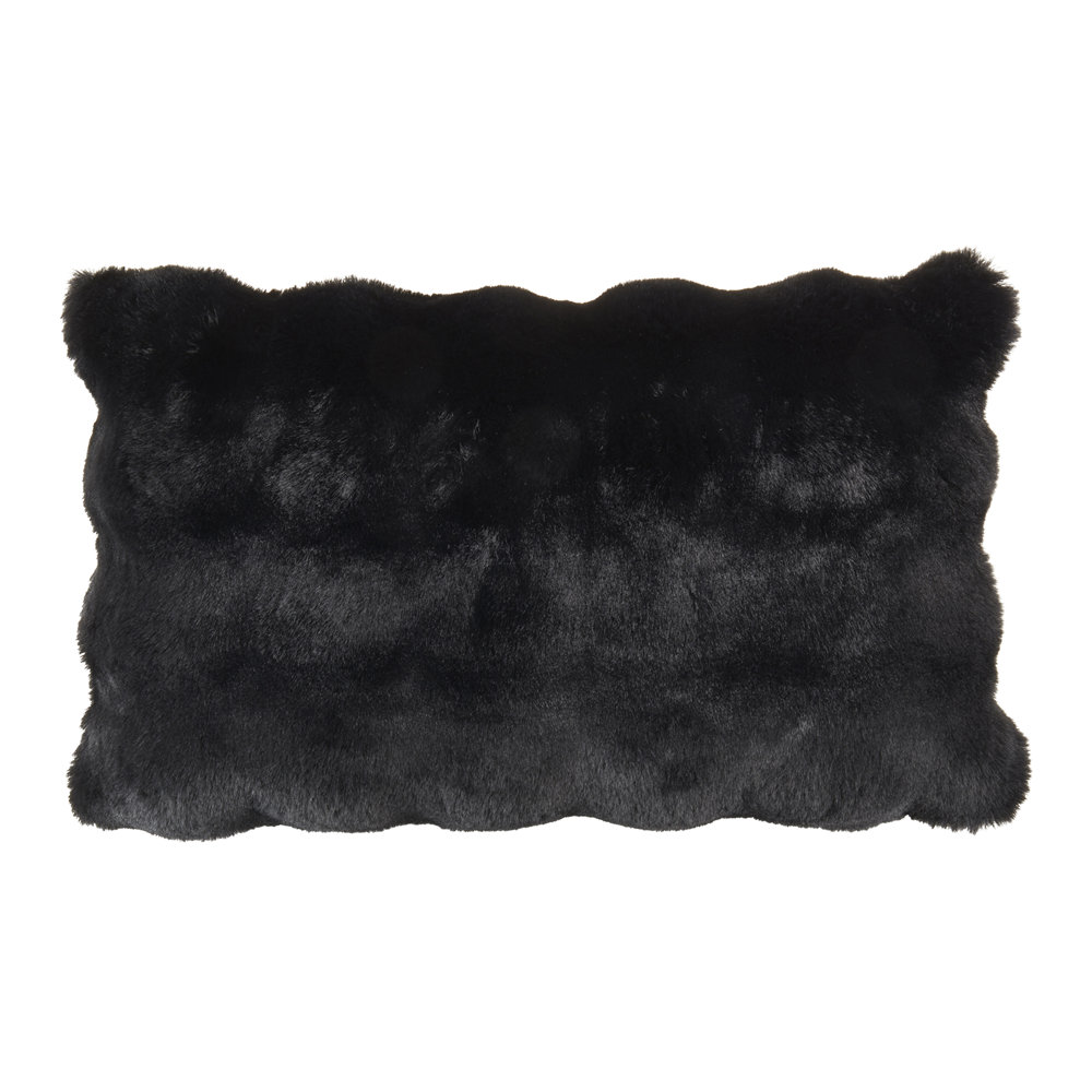 Cozy Bubble Faux Fur Pillow Cover, Black, No Insert, Rectangle 12" H x 20" W