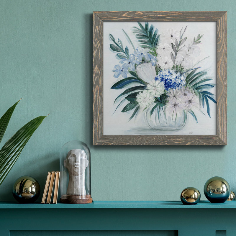 Sunshine Bouquet - Peinture sur toile encadrée, H 31,5 po x l 31,5 po x P 1,5 po, Encadré gris