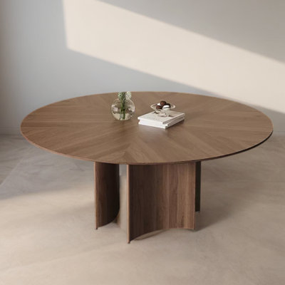 Galkhai Walnut Round Solid Wood Dining Table