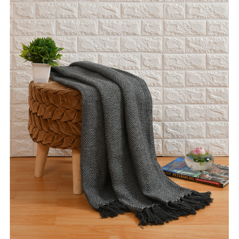 Mcmath Plain Weave / Muslin Throw Blanket, 229cm x 254cm, Grey Natural