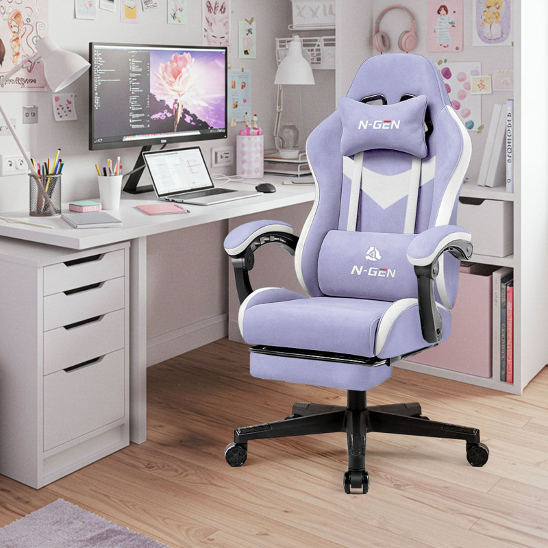 Fauteuil de jeu de course inclinable et ergonomique à haut dossier, Mauve