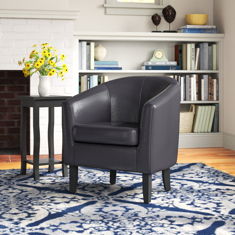 Fauteuil demi-tonneau de 26,77 po Munson, Similicuir brun