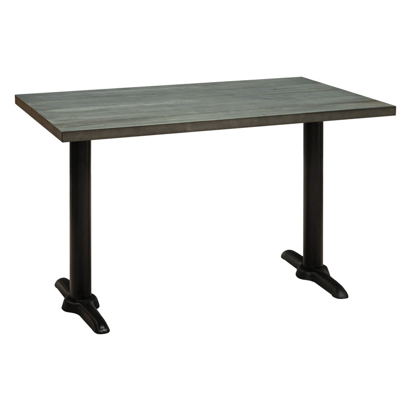 Solid Wood Top Metal Base Dining Table, Light Gray
