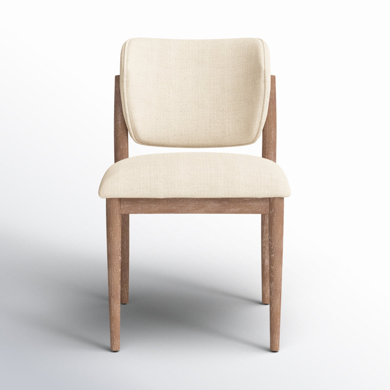 Joren Upholstered Dining Chair, Irving Taupe Polyester Blend/Pecan Whitewash