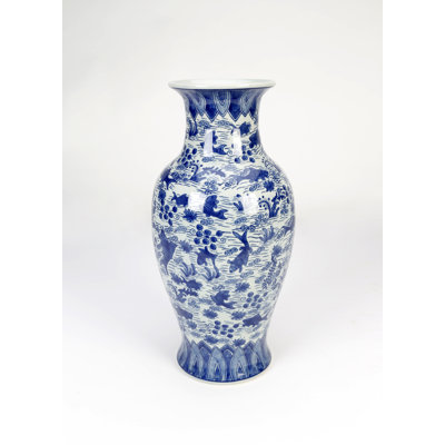 Vase de table en porcelaine bleue 18 po Bloomsbury