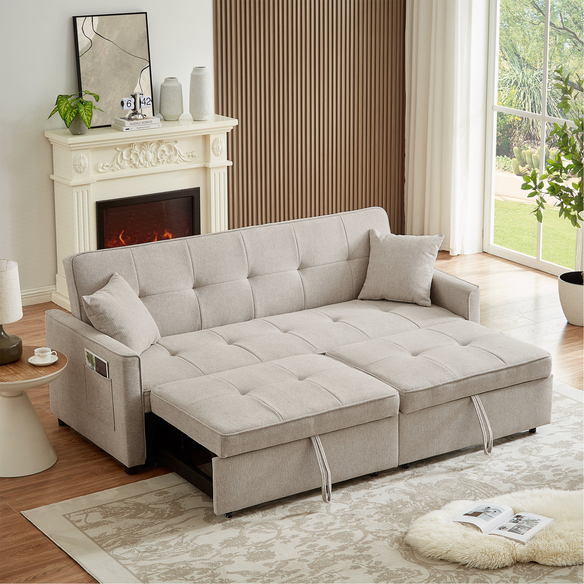 Latitude Run® 3 In 1 Convertible Sleeper Sofa Bed, Modern Fabric ...