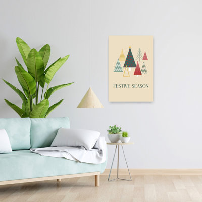 Festive Season Trees Geometric Minimalist Modern Christmas Tree Winter Landscape Wall Art Print 1 Piece Wrapped Canvas Wall Art