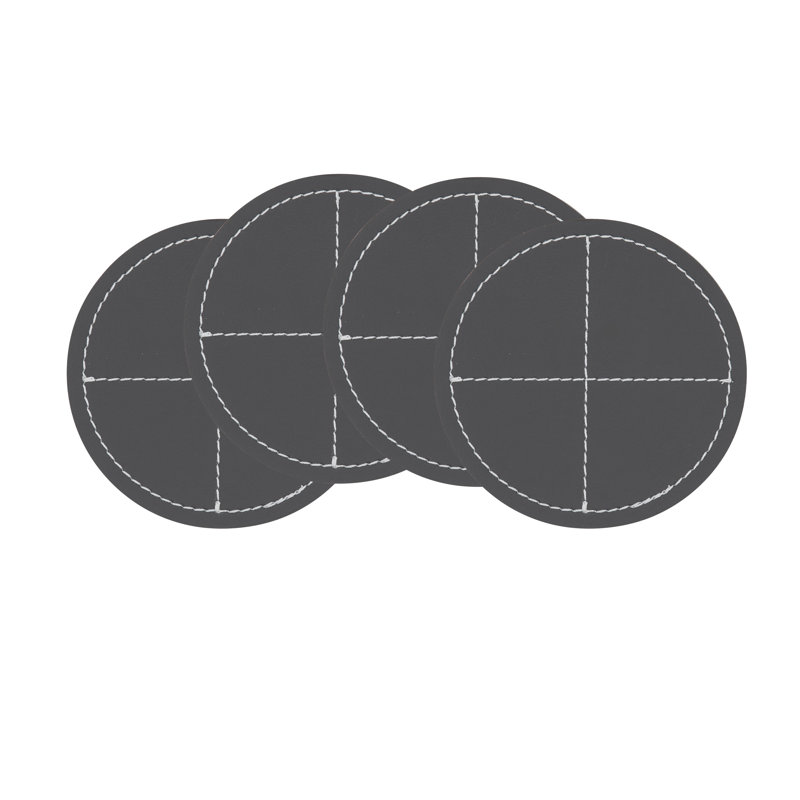 Ensemble de sous-verres à motif cousu (ensemble de 4) - Sous-verres en similicuir pour table basse, table de salle à manger et utilisation quotidienne