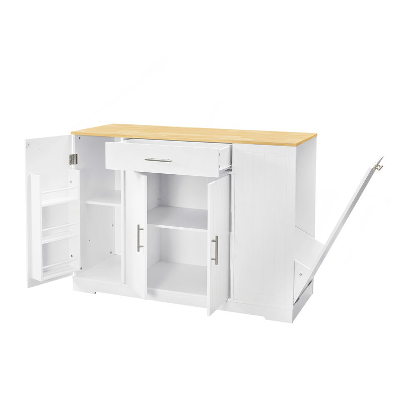 Îlots de rangement de 53 po avec tiroirs et poubelles pour la cuisine et la salle à manger. Conception de maison de campagne moderne: l 53,2 po x P 20,9 po x H 38,0 po