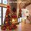 Sapin de Noël pliable de 1,80 m avec projecteur d'étoiles DEL, installation rapide pour la décoration intérieure des fêtes – Rouge et vert-1674042045