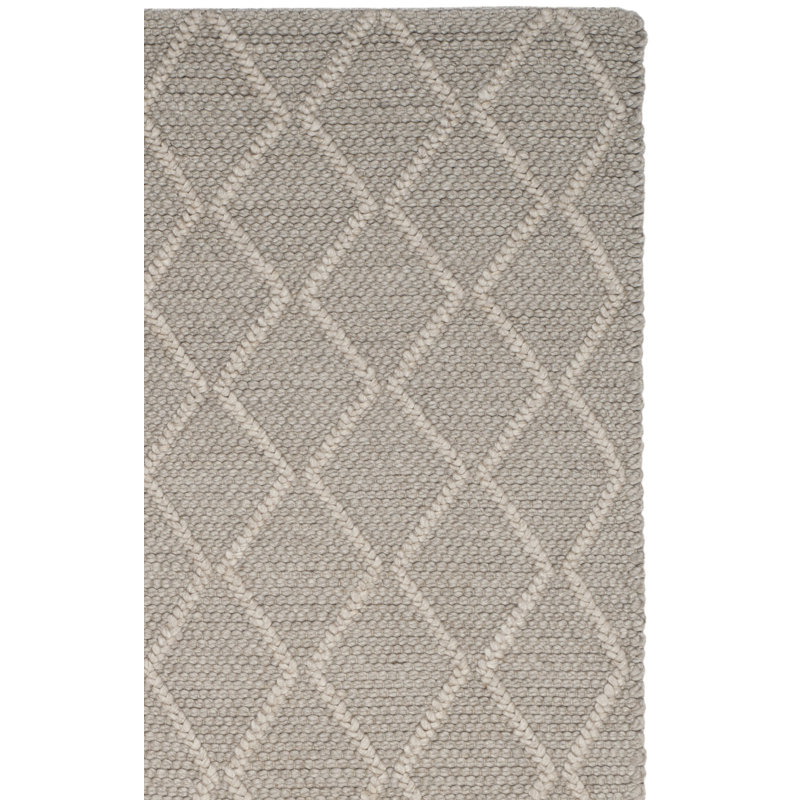 Russo Hand Woven Wool/Viscose Geometric Rug in Gray, Rectangle 4' x 6'