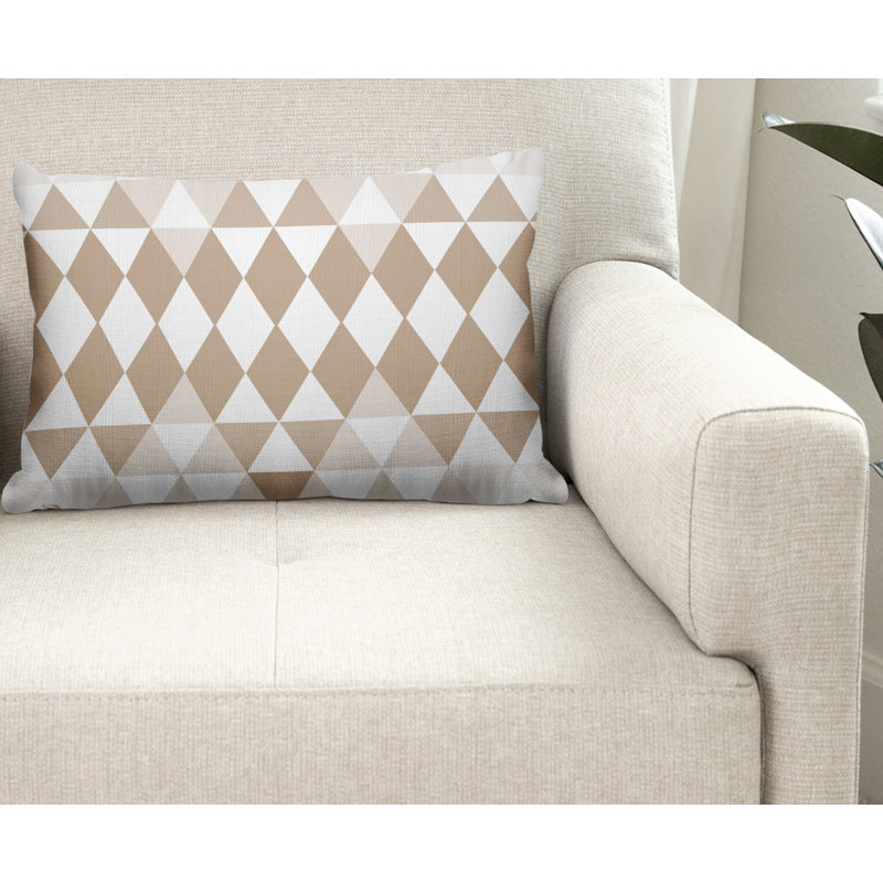 Geometric Outdoor Reversible Throw Pillow, Beige