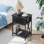 Table de chevet industrielle noire avec station de charge, table de chevet rustique-2064511840-2064994982