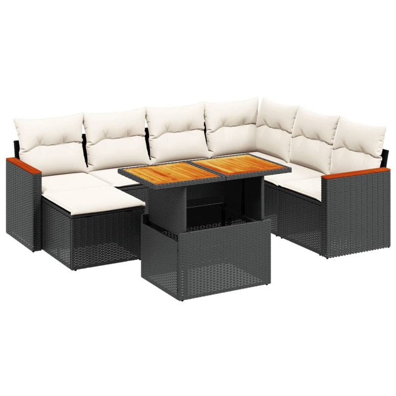 Ensemble de canapé de jardin Vidaxl noir, blanc crème