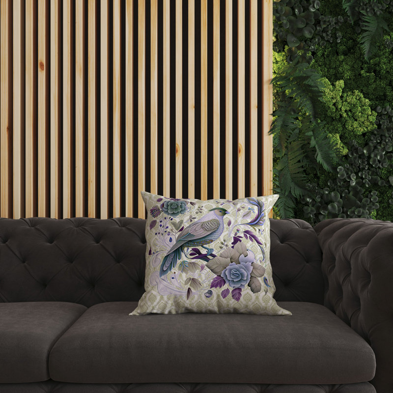 Coussin Songbird, Mauve/crème, H 20 po x l 20 po