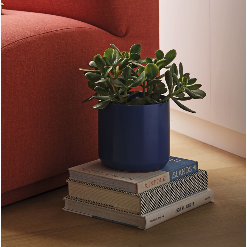 Parsons Handmade Ceramic Pot Planter, 9" H x 8.5" W x 8.5" D, Blue
