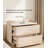 Modern Simple Solid Wood Saddle Leather Double Draw Nightstand