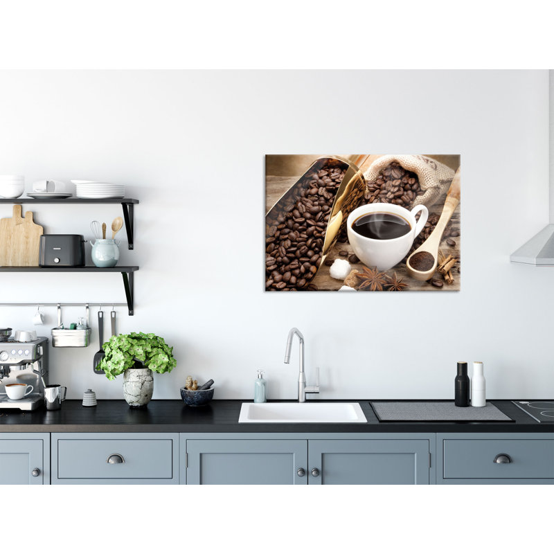 Fine Coffee And Coffee Beans - No Frame Print on Glass, 70cm H x 100cm W