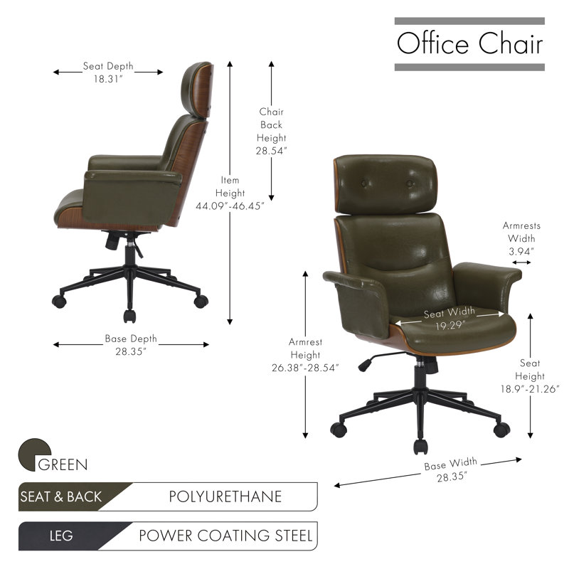 Fauteuil de direction en similicuir Dessalines, Vert