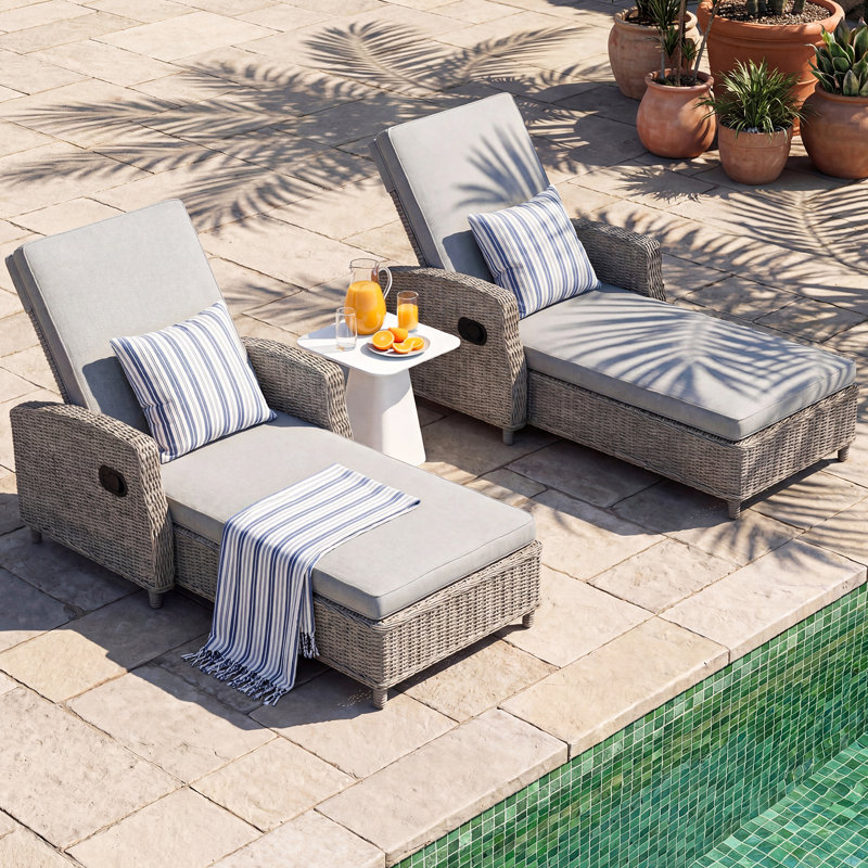 Alyeska Aluminum Outdoor Chaise Lounge With Air Pump, Adjustable Reclining Back & Sunbrella Cushions, Gray Cushion/Gray Frame