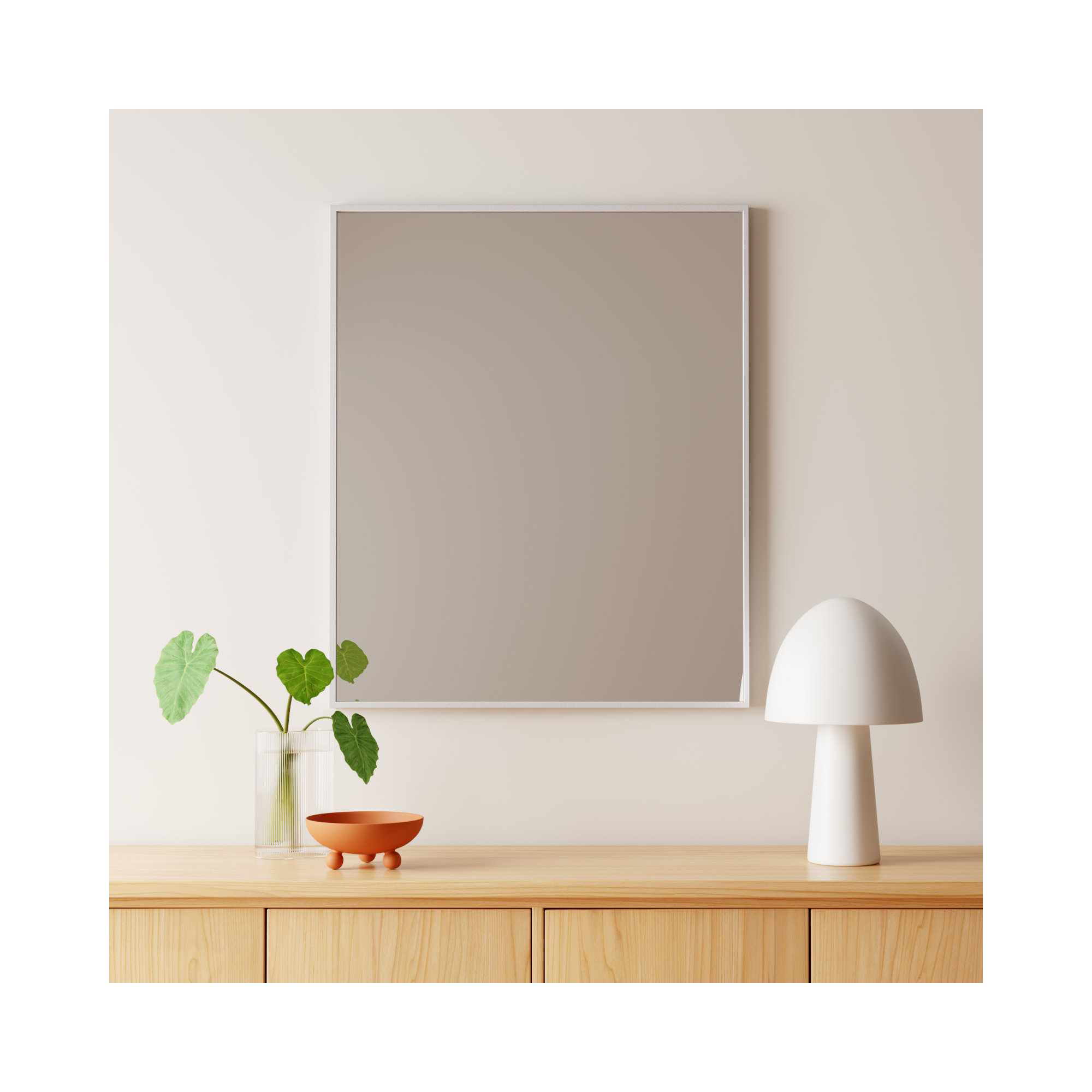 Sabine Metal Rectangle Wall Mirror, Silver, 36" x 30"