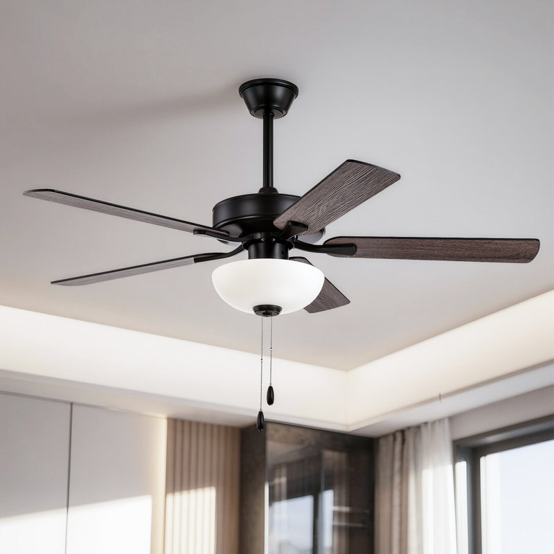 Ventilateur de plafond 52 po Amantha, Noir mat avec pales au charbon noir / rustique