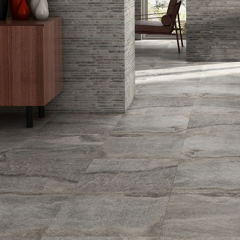Mesa 3.14 in. x 23.62 in. Matte Limestone Look Porcelain Bullnose Trim, Gray