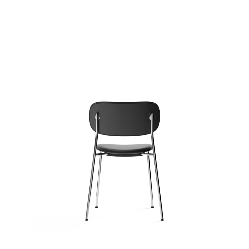 Co Upholstered Dining Chair, Chrome, Brown Leather