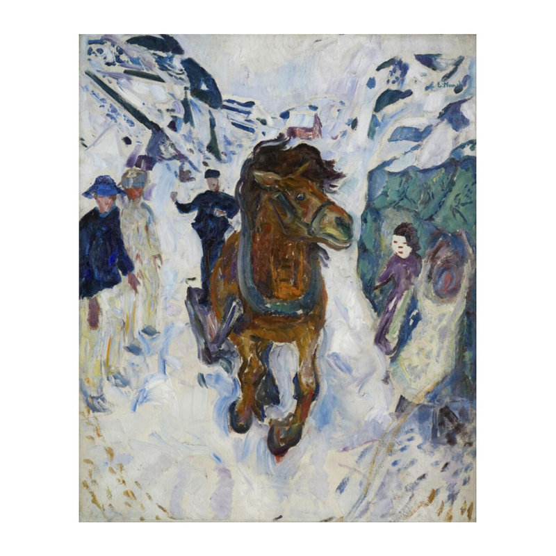 Cheval au galop par Edvard Munch - Estampe numérique, H 28 po x l 22 po