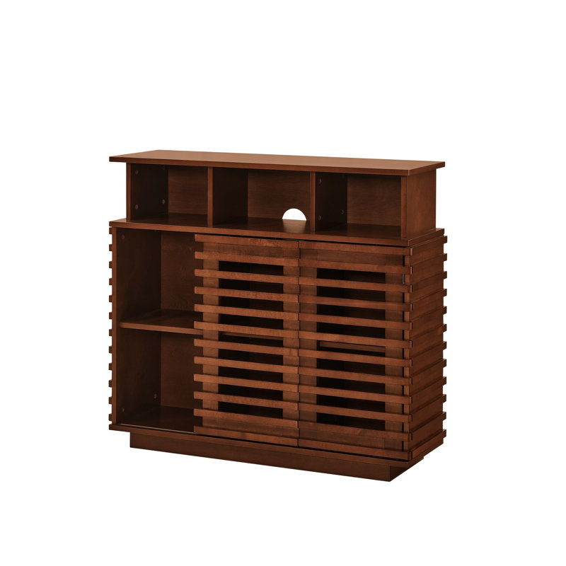 Buffet Farmhouse avec portes coulissantes et tablette réglable, Walnut