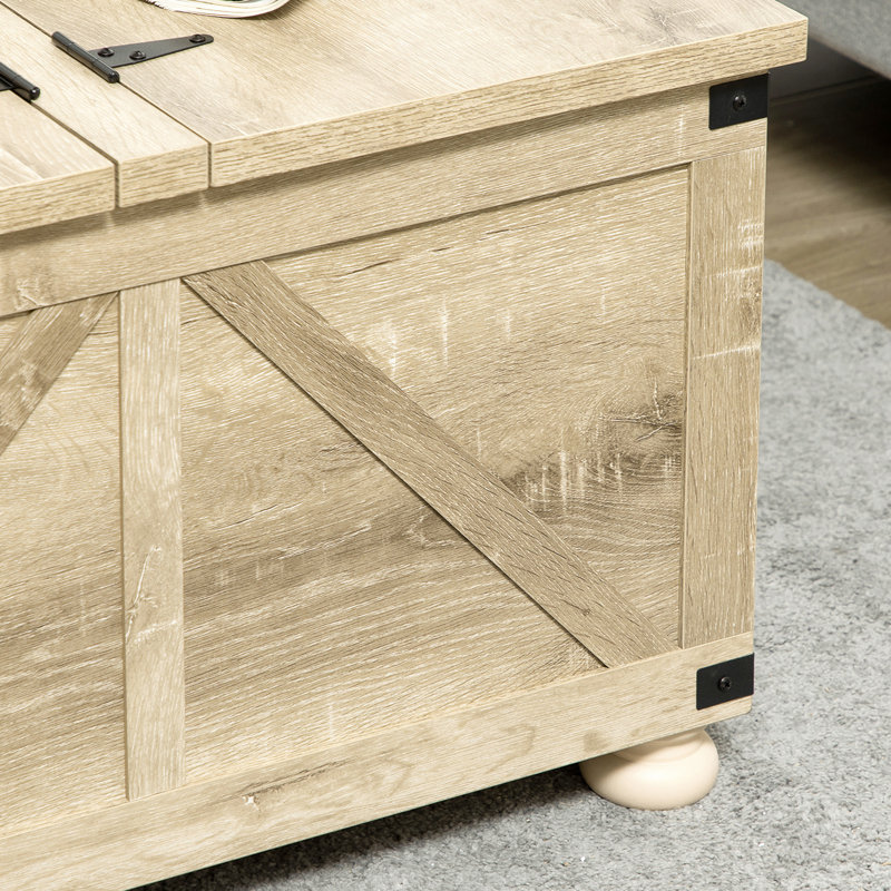 Table de salon avec rangement, table basse carrée, plateau relevable à charnières, espace caché, bois, chêne - plateau et secret