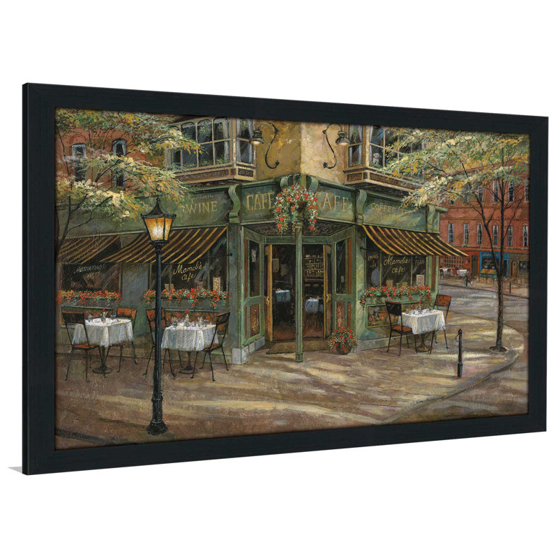 «Mandis Cafe» par Ruane Manning - reproduction de cadre photo, H 35,5 po x l 51,5 po x P 0,75 po