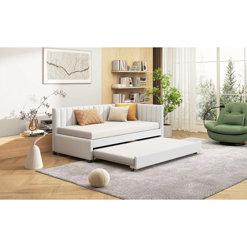 Lit de jour en tissu d'ameublement (beige), Beige