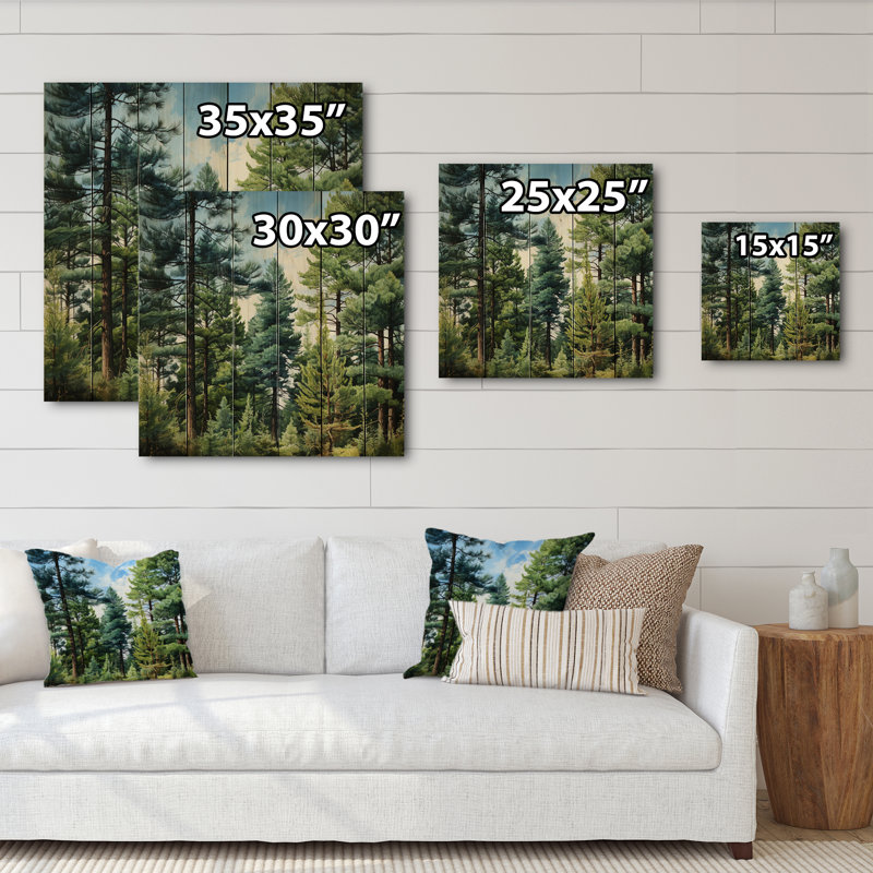 Bresee, pin vert, émeraude, symphonie sur bois, H 35 po x l 35 po x P 0,78 po