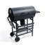 Barbecue au charbon de bois avec tablettes latérales et frontales, barbecue extérieur en forme de tonneau pour les fêtes dans le jardin