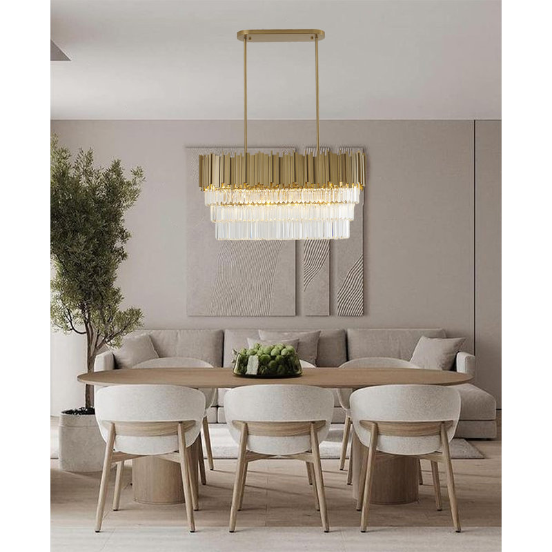 7 - Light Unique / Statement Geometric Chandelier with Crystal Accents