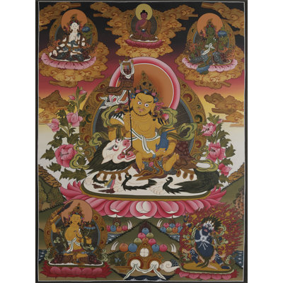 Singh Kubera - Tibetan Buddhist God (Brocadeless Thangka)