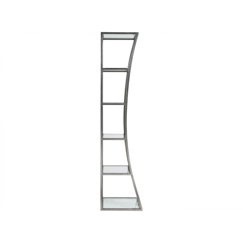 18"W x 19"D x 80"H  5-Tier Metal Designs Ellipse Slim Etagere, (5 Shelves) 80" H x 18" W x 19" D, Silver Leaf