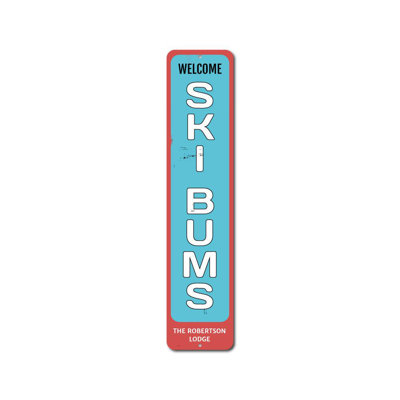 Panneau vertical en aluminium Welcome Ski Bums
