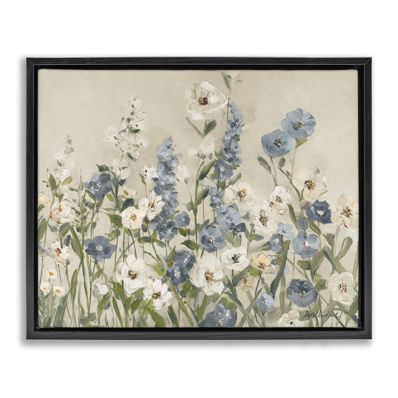 Fleurs de jardin, Cadre flottant noir de jais, H 17 po x l 21 po