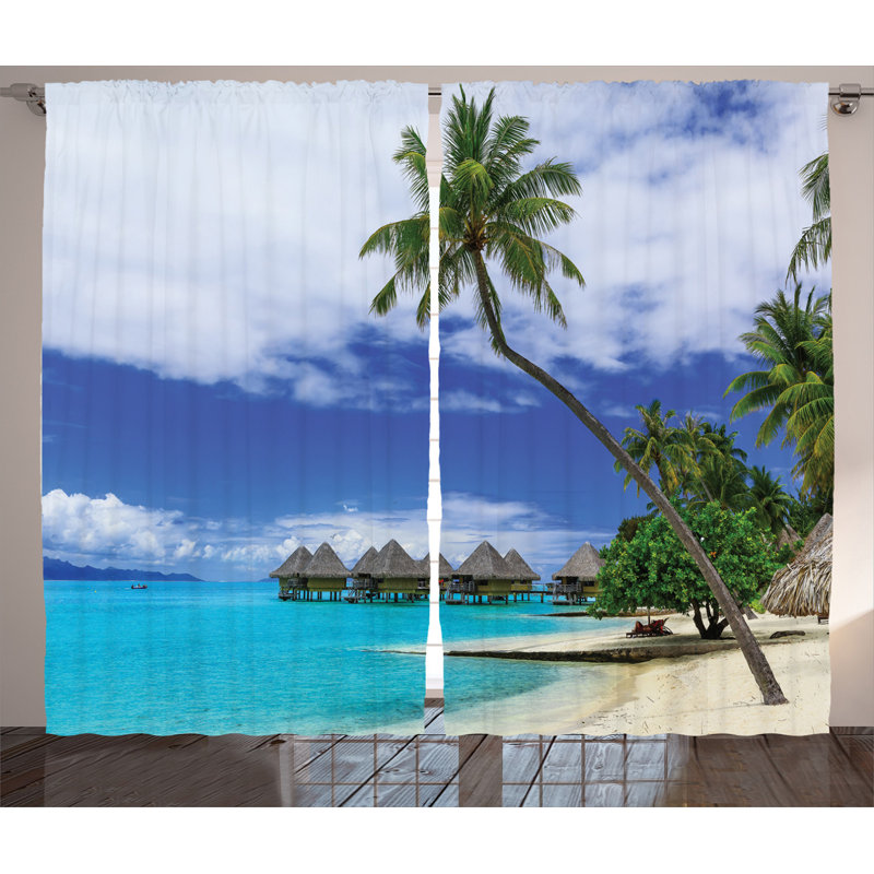 Tropical Semi-Sheer Rod Pocket Curtain Panels, 54" x 84"