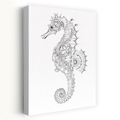 Ornate Seahorse Design by Isabelle Brent - Wrapped Canvas Print
