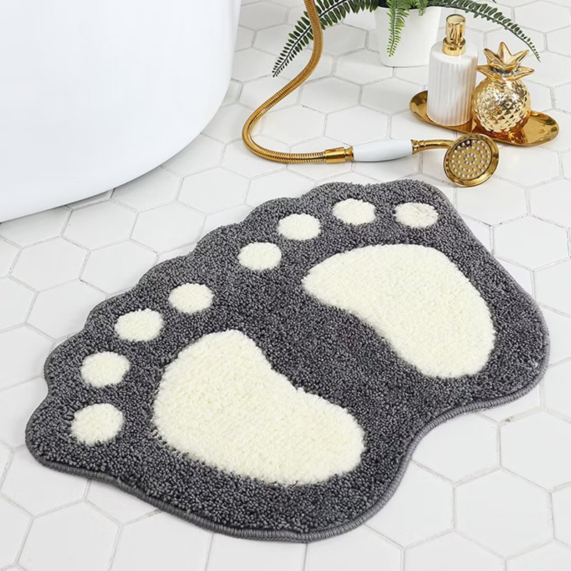 Tapis pour salle de bain en microfibre Molton avec envers antidérapant, Gris, L 19 po x L 26 po