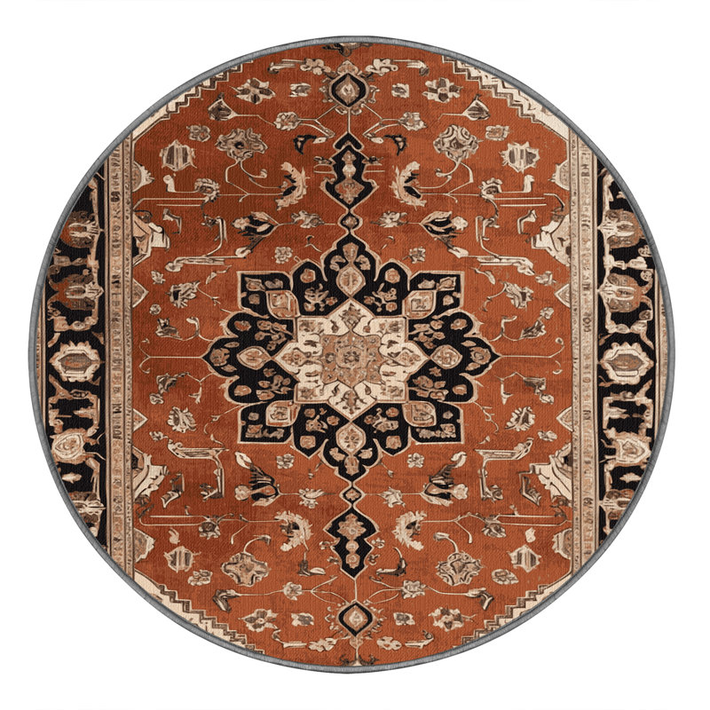 Tapis brun lavable à la machine, Rond 4 pi